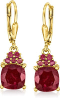 Gold-Tone Ruby Drop Earrings