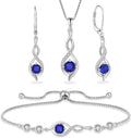 Sterling Silver Sapphire Infinity Jewelry Set with Birthstone