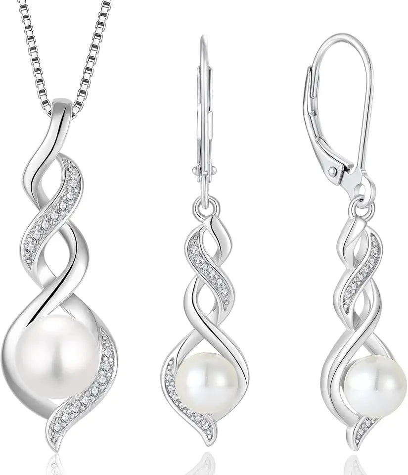 Sterling Silver Pearl Jewelry Set