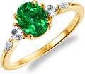 Gold-Tone Sterling Silver Oval Moissanite Engagement Ring
