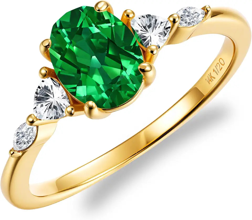 Gold-Tone Sterling Silver Oval Moissanite Engagement Ring