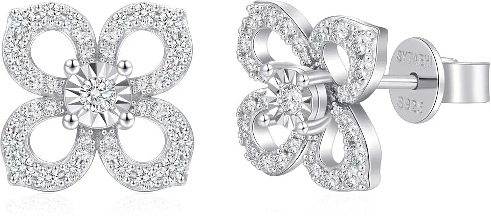 Sterling Silver Round Lab-Grown Diamond Stud Earrings