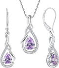 Sterling Silver Teardrop Birthstone Drop Infinity Jewelry Set