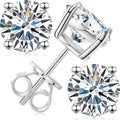 Rose Gold-Plated Sterling Silver Round Moissanite Stud Earrings