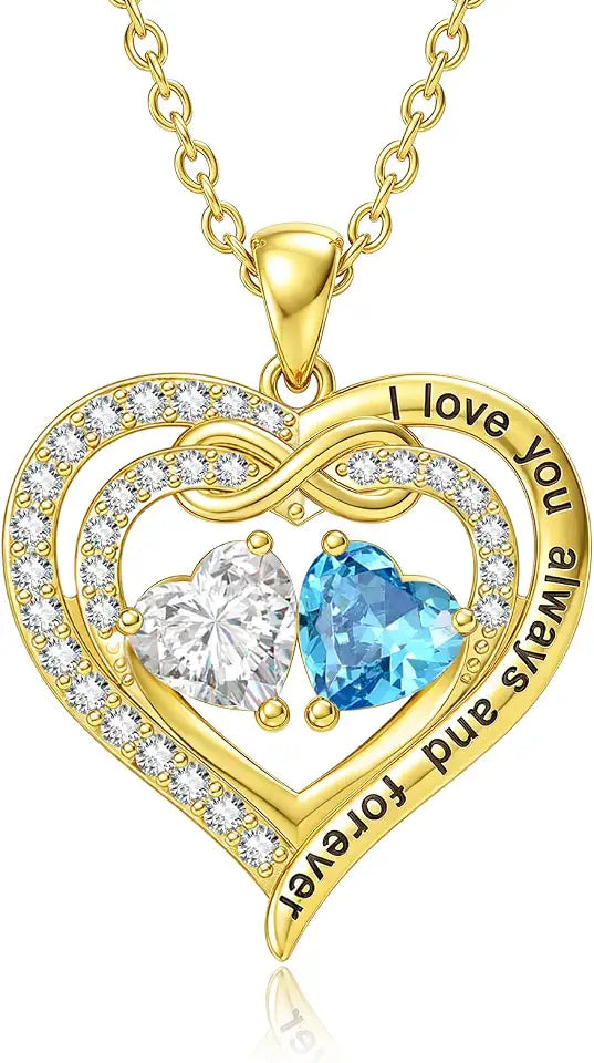Gold-Tone Birthstone Heart Infinity Necklace