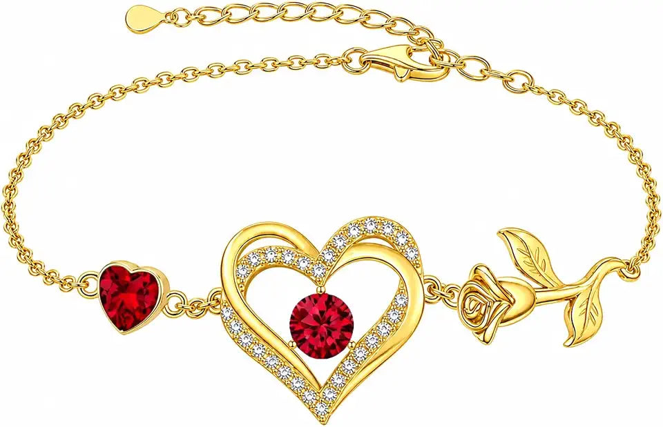 Gold-Tone Birthstone Heart Bracelet