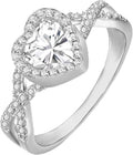 Sterling Silver Moissanite Heart Memorial Ring with Birthstone