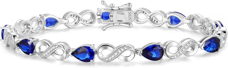 Teardrop Birthstone Tennis Infinity Bracelet