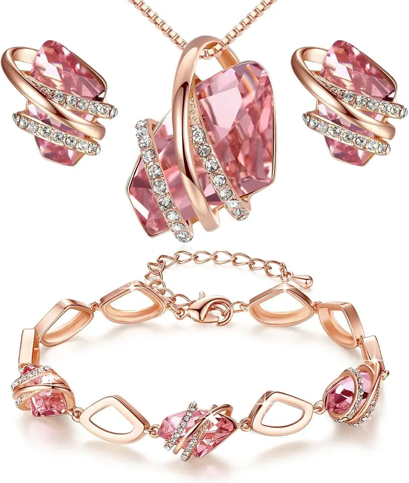 Crystal Stud Jewelry Set with Birthstone