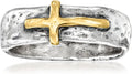 Gold-Tone Sterling Silver Cross Ring