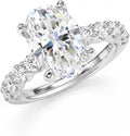 Sterling Silver Oval Moissanite Engagement Ring