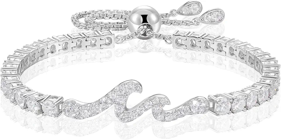 Sterling Silver Moissanite Tennis Bracelet, 4MM