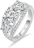 18K White Gold-Plated Sterling Silver Engagement Ring