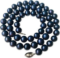 Sterling Silver Round Black Pearl Necklace