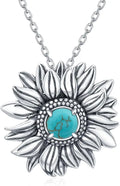 Sterling Silver Turquoise Sunflower Necklace