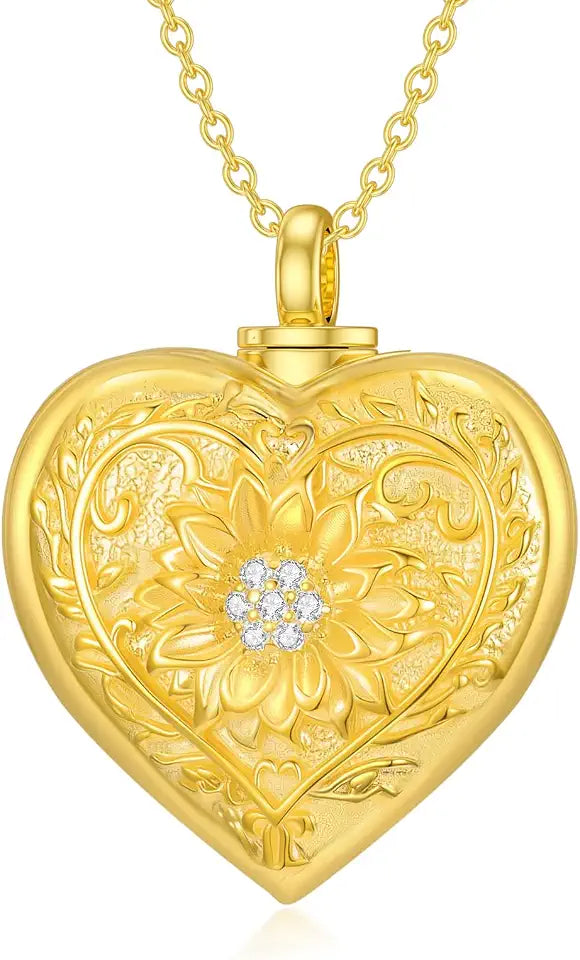 Sterling Silver Sunflower Memorial Necklace