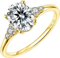 Gold-Tone Sterling Silver Oval Moissanite Engagement Ring