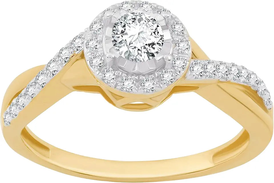 14K Gold-Plated Sterling Silver Lab-Grown Diamond Engagement Ring