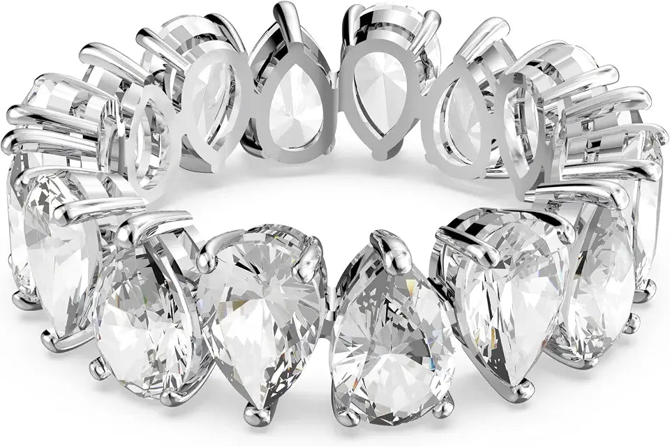 Rhodium-Plated Crystal Ring