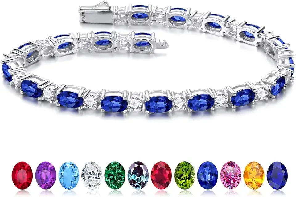 Sterling Silver Birthstone Tennis Bracelet