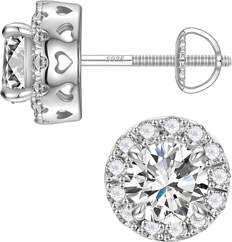 Moissanite Halo Earrings
