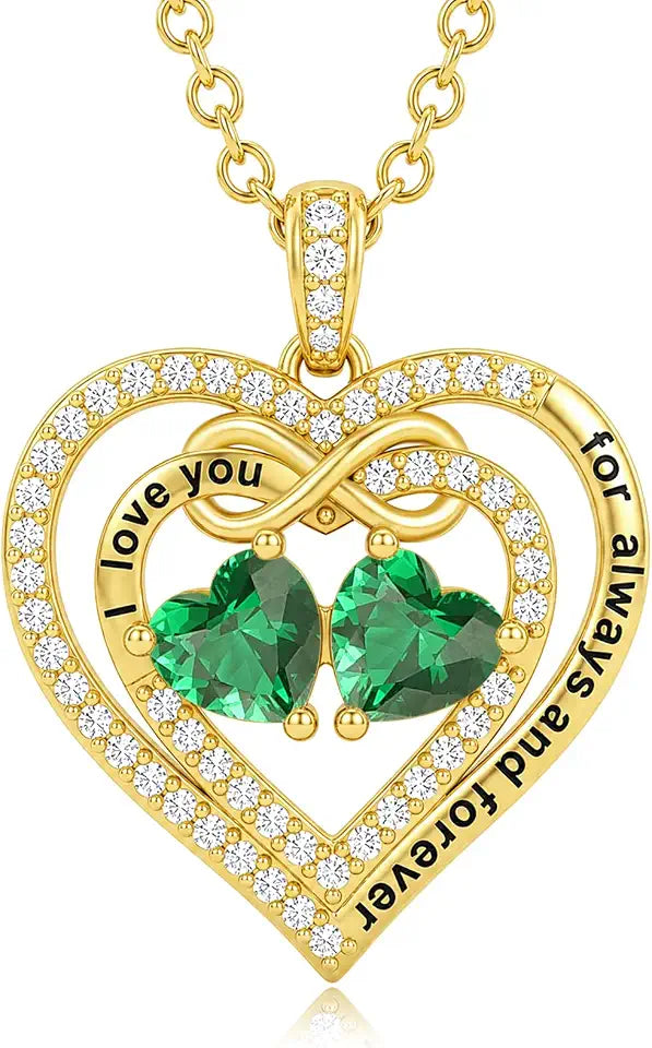 Gold-Tone Birthstone Heart Necklace