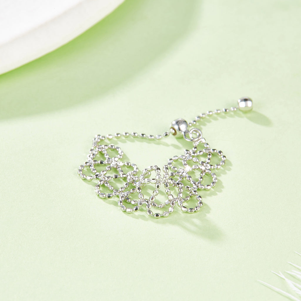 Sterling Silver Open Cutout Ring, 8.4 mm Wide — shown in use