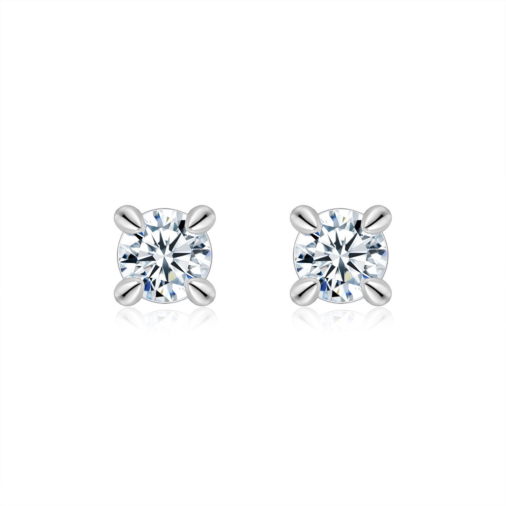 Sterling Silver Moissanite Stud Earrings – 0.5 ct or 2 ct, Screw Backs
