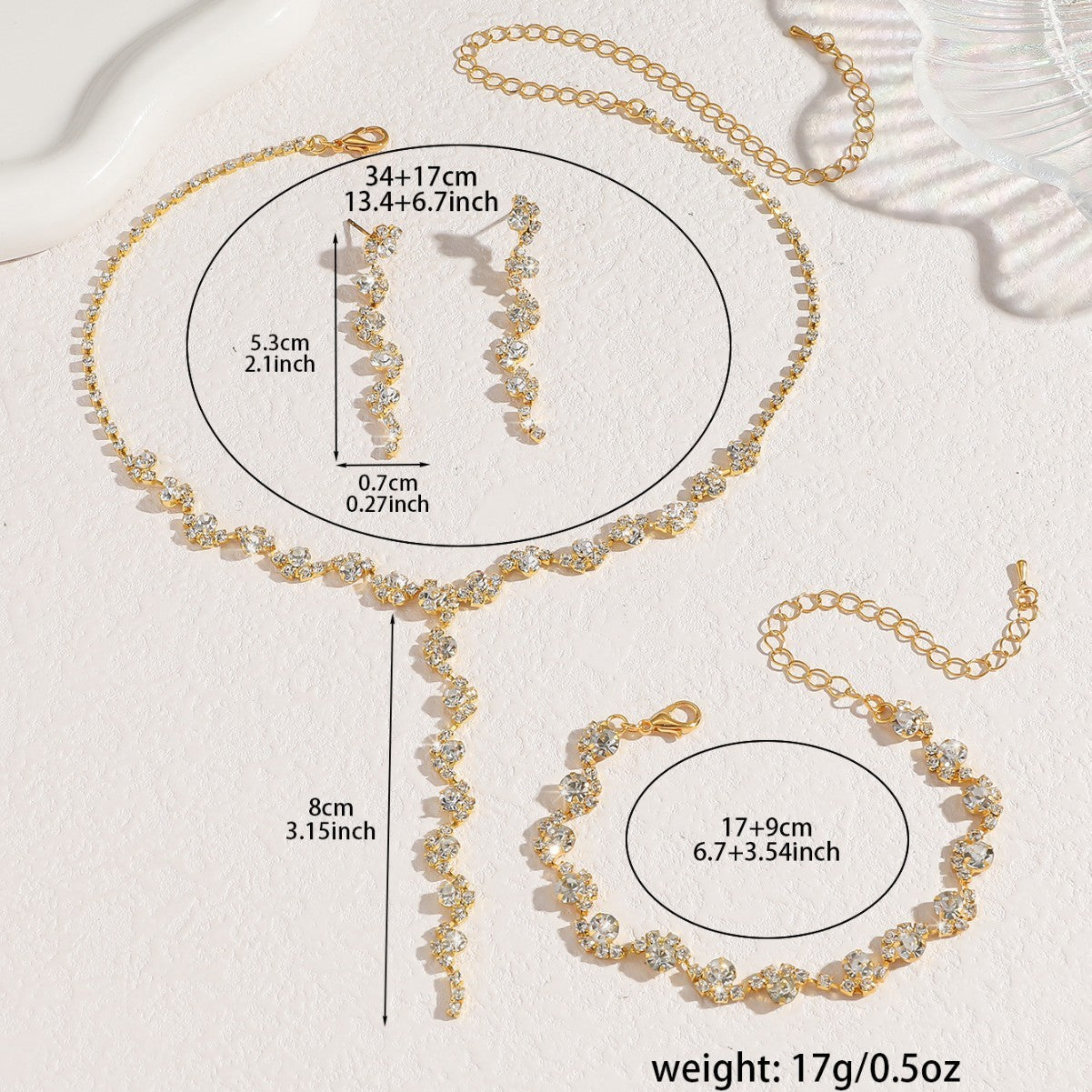 Wedding Jewelry Set for Women, Necklace — alternate angle