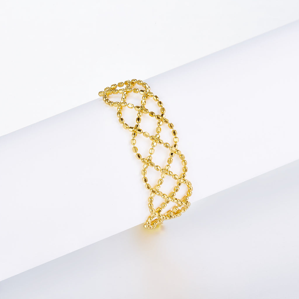Sterling Silver Mesh Cutout Ring, 8.4 mm Wide — detail close-up