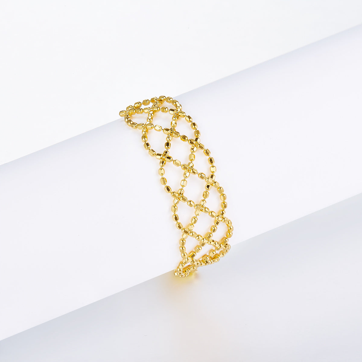 Sterling Silver Mesh Cutout Ring, 8.4 mm Wide — detail close-up