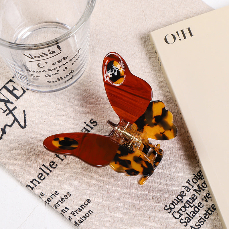Cellulose Acetate Butterfly Hair Claw Clip in Four Designs — finish detail