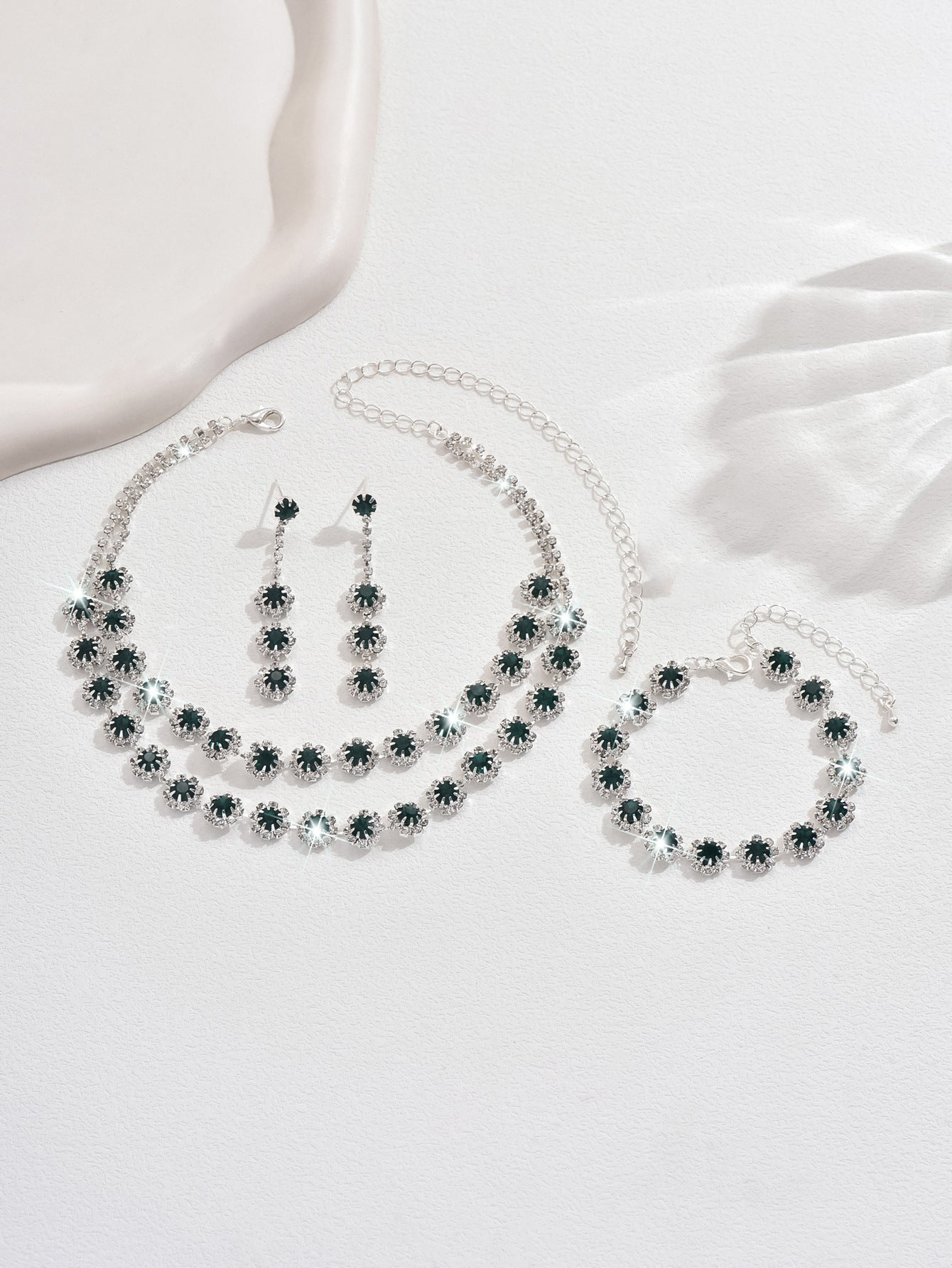 Bridal Necklace, Earrings and Bracelet Set in Four Styles — front view