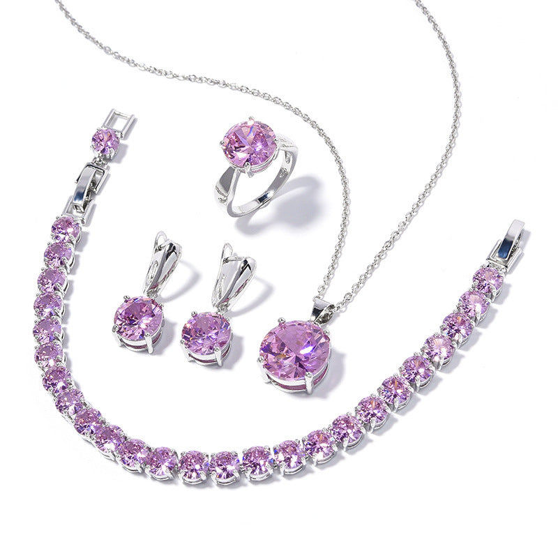 Geometric Round-Stone Necklace, Earrings — detail close-up
