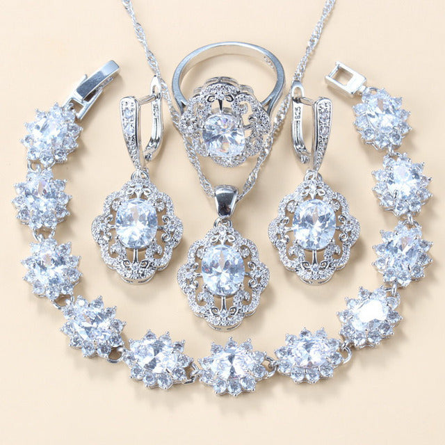 Cubic Zirconia 4-Piece Jewelry Set, Necklace — front view