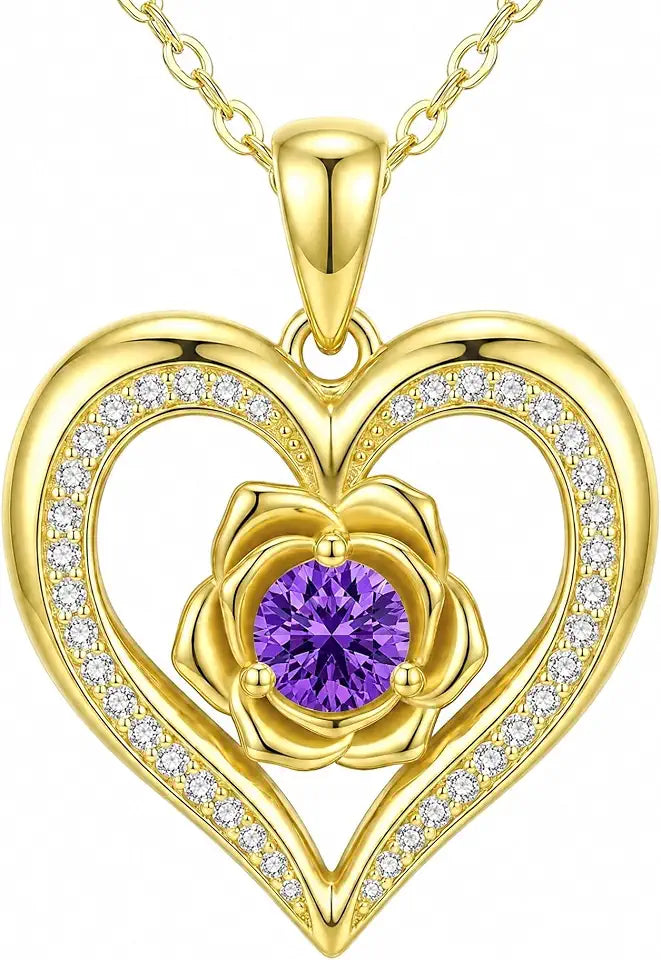 Gold-Tone Birthstone Heart Necklace, 23mm