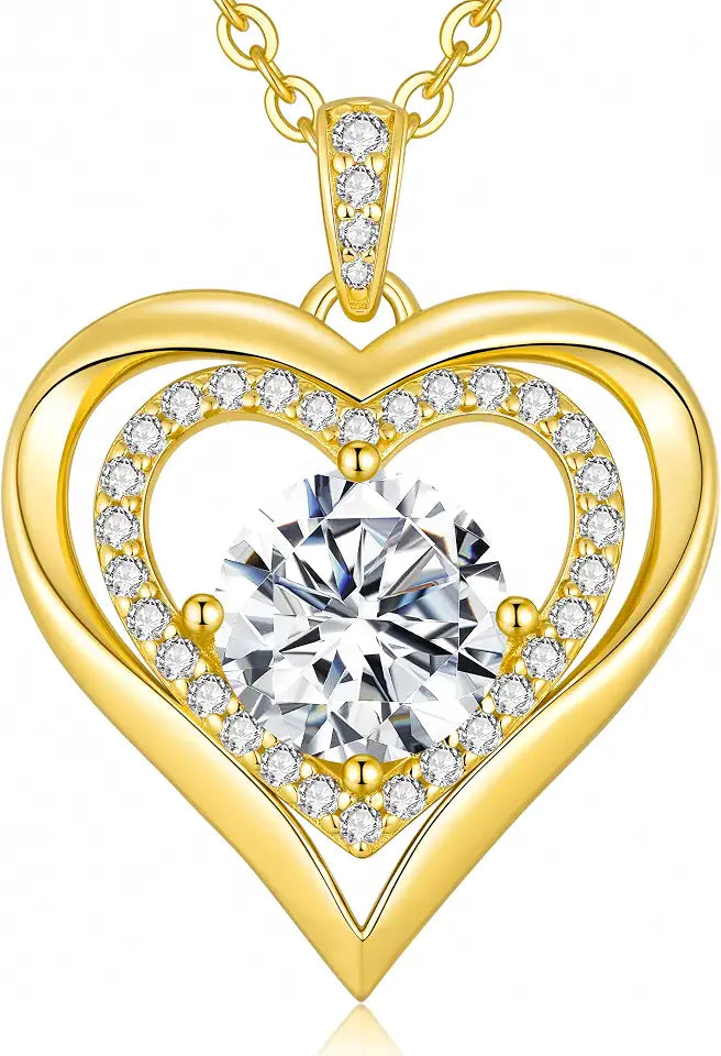 Sterling Silver Moissanite Heart Necklace