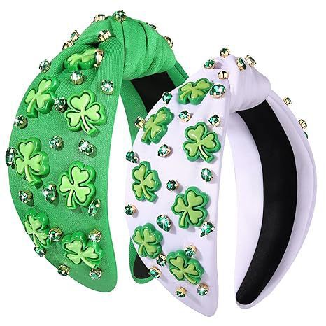 Rhinestone Green Headband for St Patrick's Day — finish detail