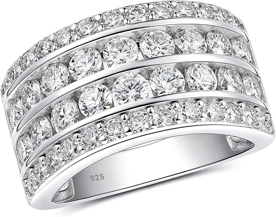 Sterling Silver Moissanite Wedding Band