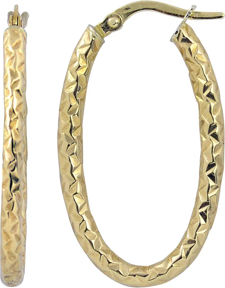 Gold-Tone Oval Hoop Earrings