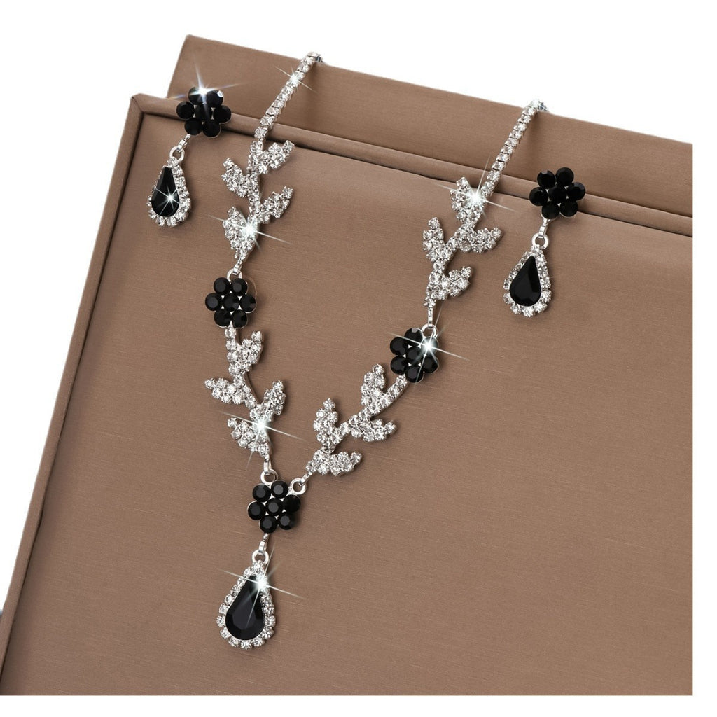 Teardrop and Flower Necklace and Earrings Set — shown in use