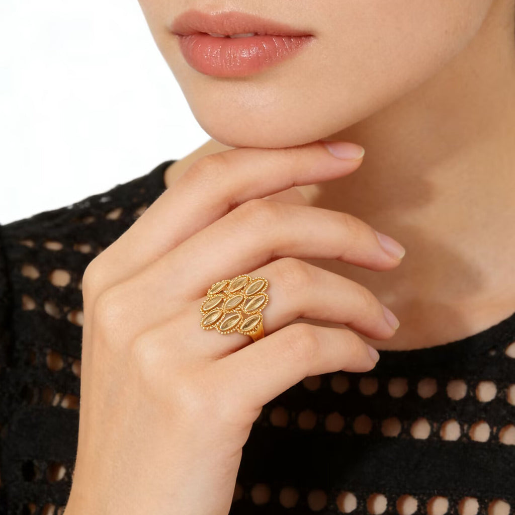 Hollow Flower Open Ring for Women, Irregular Heart-Shaped Band — alternate angle