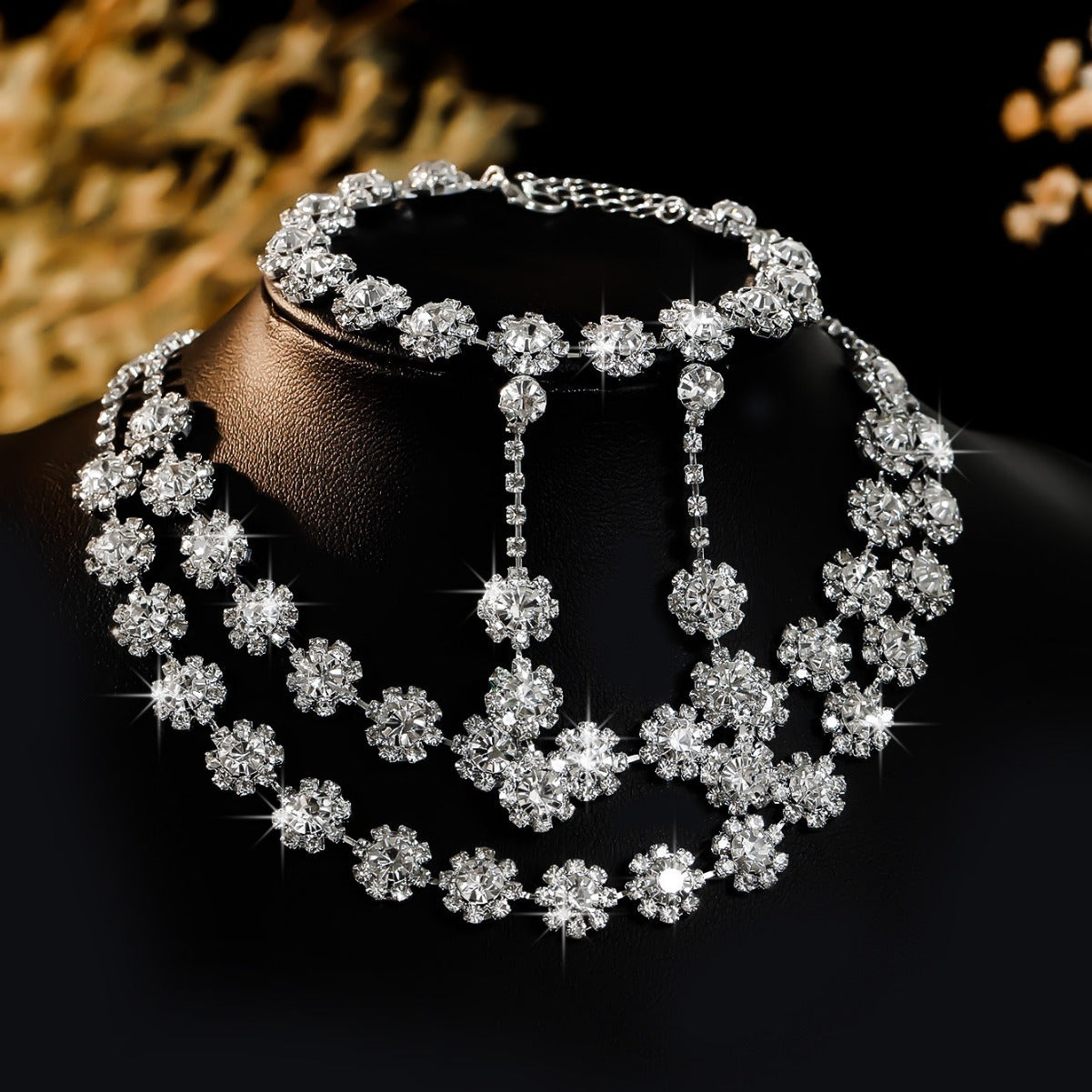 Bridal Necklace, Earrings and Bracelet Set in Four Styles — detail close-up