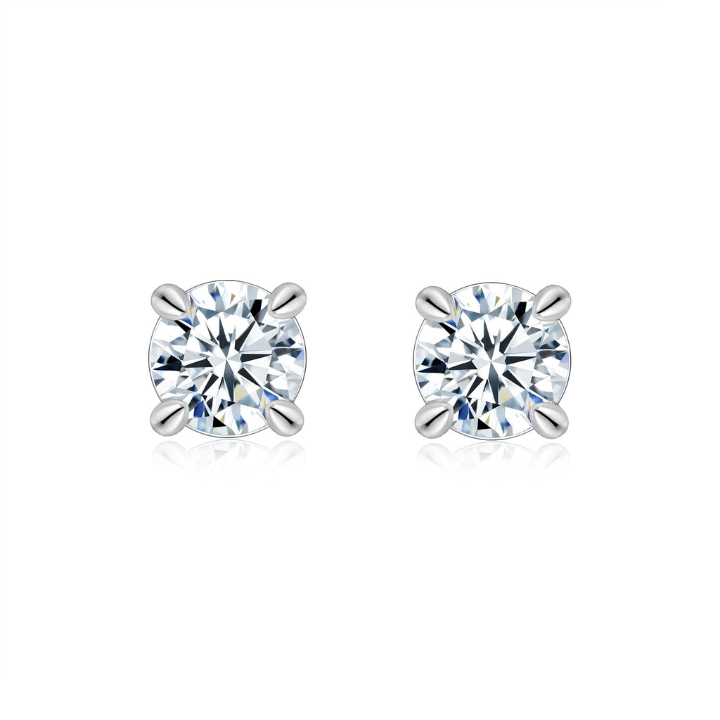 Sterling Silver Moissanite Stud Earrings, 0.5ct or 2ct — alternate angle