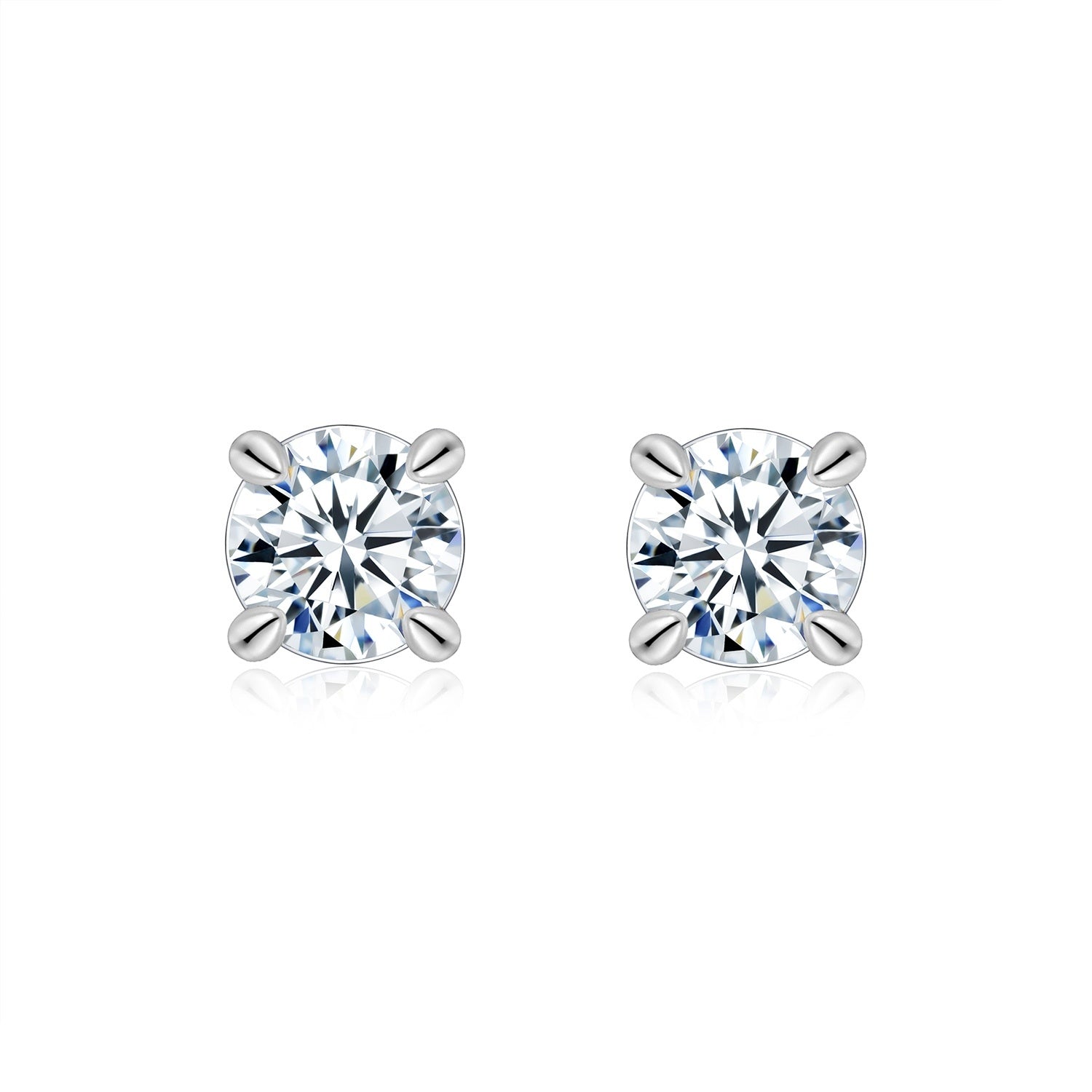 Sterling Silver Moissanite Stud Earrings, 0.5ct or 2ct — alternate angle