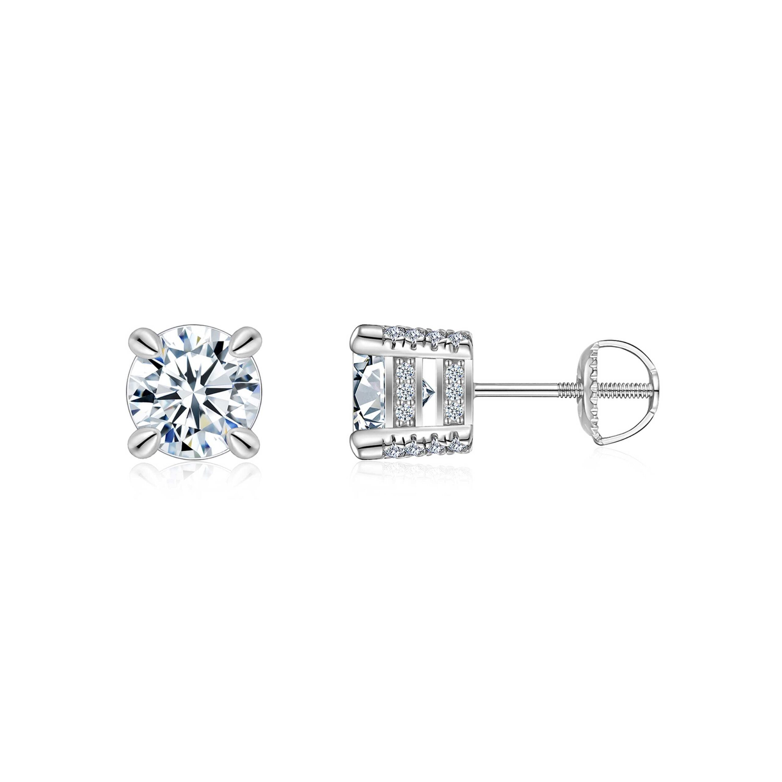 Sterling Silver Moissanite Stud Earrings, 0.5ct or 2ct — full product view