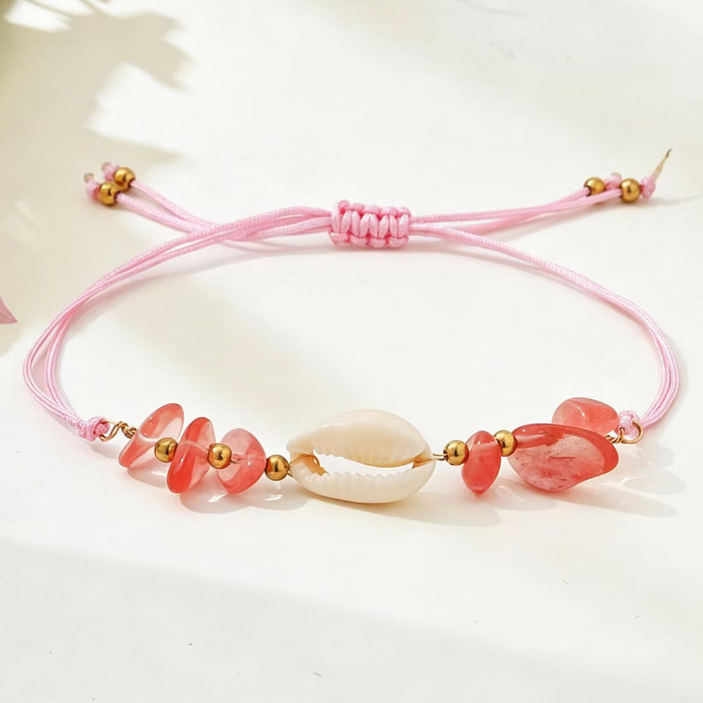 Hand-Woven Shell and Natural Stone Bracelet, Four Styles — full product view