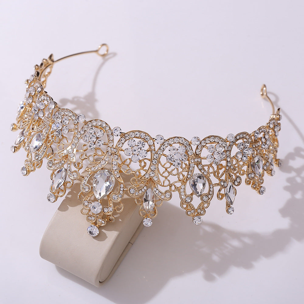 Crystal Bridal Headpiece in Silver-Tone or Gold-Tone, Clear or Red Accents — alternate angle