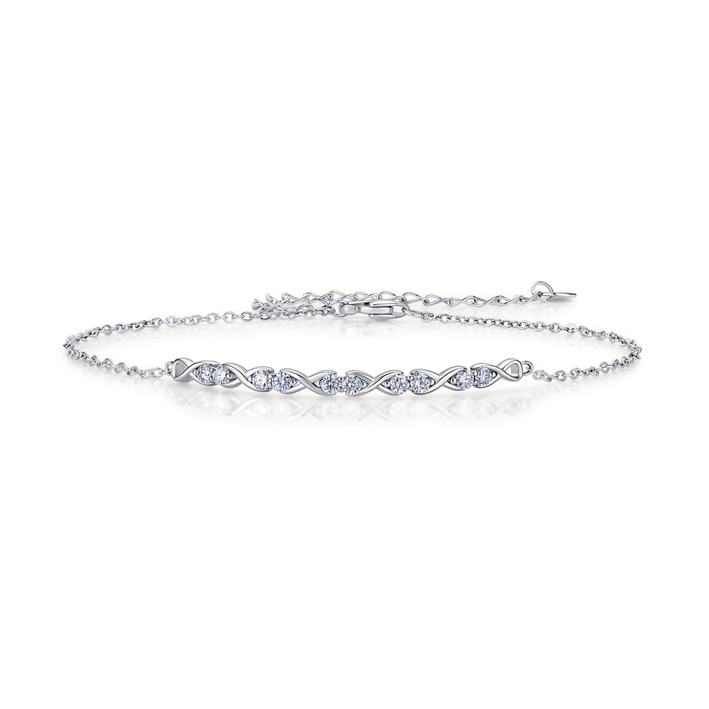 Sterling Silver Infinity Bracelet With Moissanite, D-VVS1 — front view