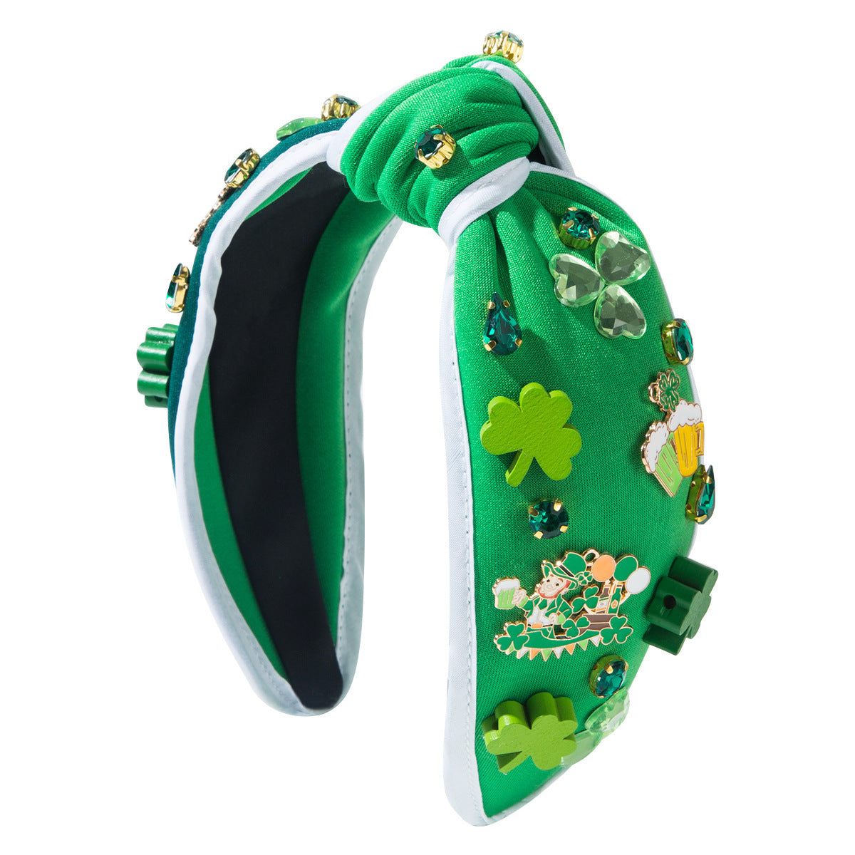 Rhinestone Green Headband for St Patrick's Day — side view